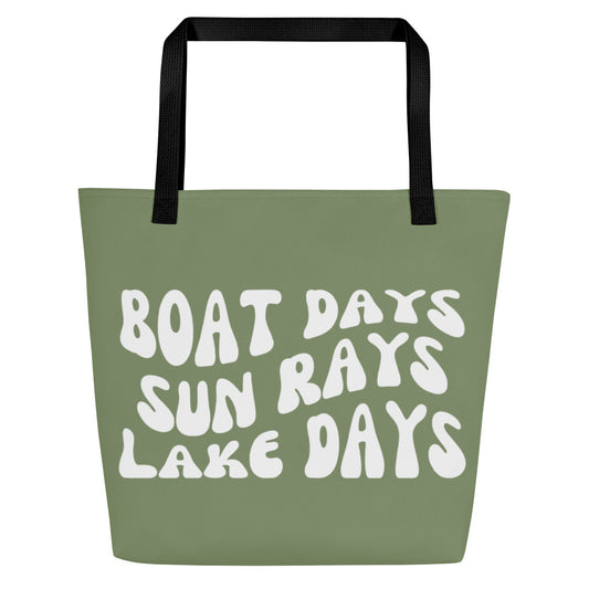 Olive Lake Day Large Tote Bag